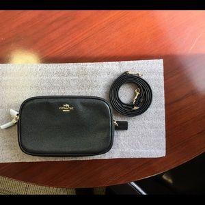 Coach Clutch Crossbody in Black Pebbled Leather